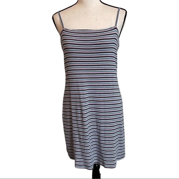 HOLLISTER Stripe Knit Mini Dress with Adjustable Spaghetti Straps and Shelf Bra - Picture 1 of 10